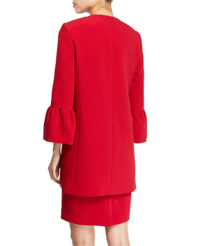 Shop Albert Nipon Two-piece Trumpet-sleeve Coat & Mini Dress Set In Red