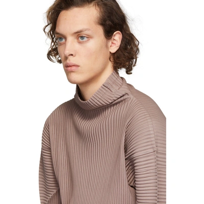 Shop Issey Miyake Homme Plisse  Pink Pleated Turtleneck In 42 Rose