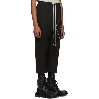 Shop Rick Owens Black Embroidered Cropped Astaire Trousers In 09117black