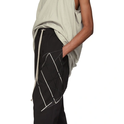 Shop Rick Owens Black Embroidered Cropped Astaire Trousers In 09117black