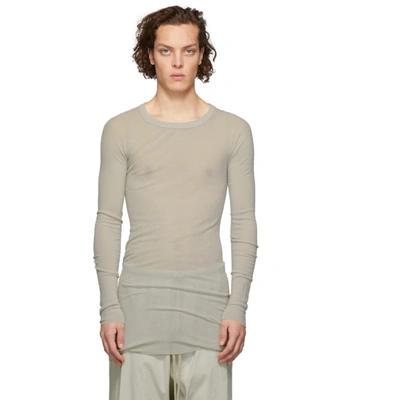 Shop Rick Owens Grey Ribbed Long Sleeve T-shirt In 61 Oyster