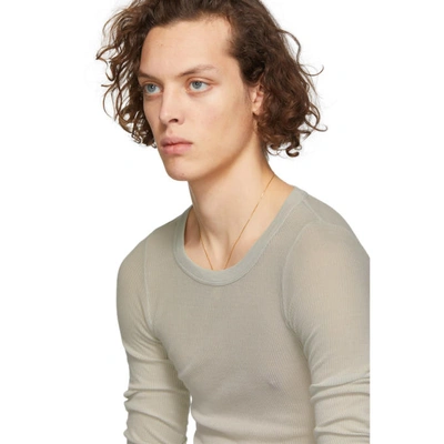 Shop Rick Owens Grey Ribbed Long Sleeve T-shirt In 61 Oyster