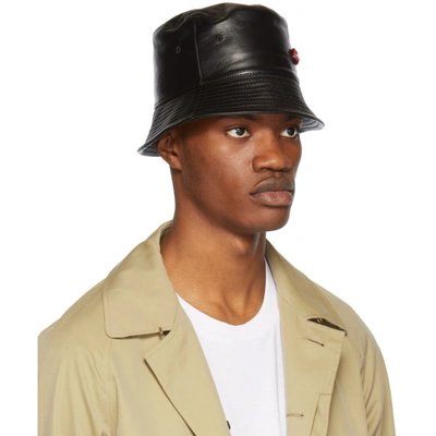 Shop Alexander Mcqueen Black Lambskin Bucket Hat In 1000 Black