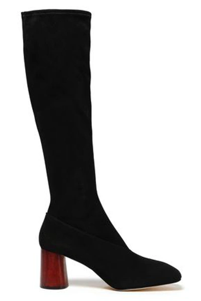 Shop Helmut Lang Suede Knee Boots In Black