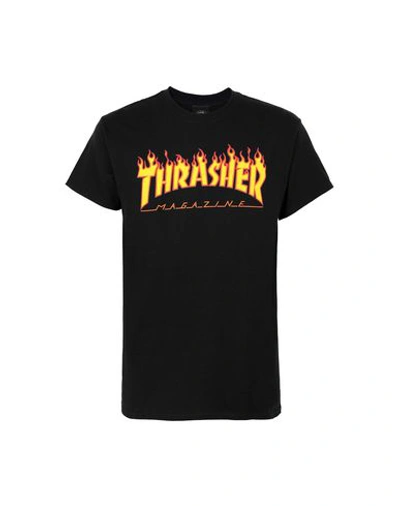 Shop Thrasher Flame T-shirt Man T-shirt Black Size L Cotton