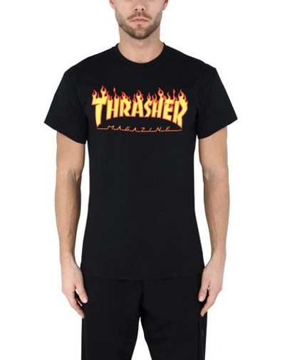 Shop Thrasher Flame T-shirt Man T-shirt Black Size L Cotton