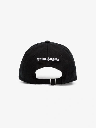 Shop Palm Angels Logo Cotton Blend Baseball Cap In Black