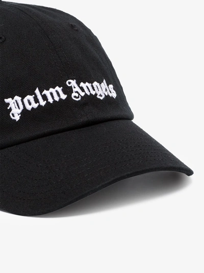 Shop Palm Angels Logo Cotton Blend Baseball Cap In Black