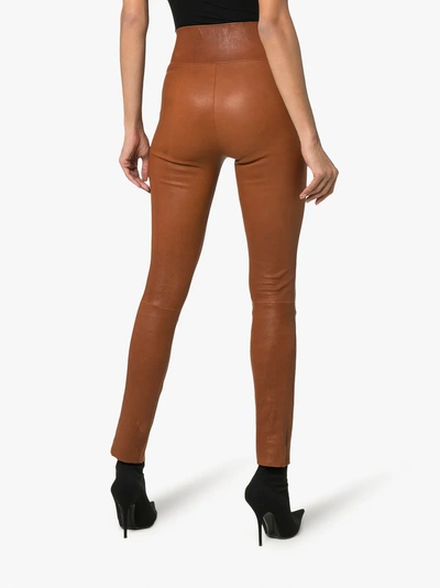 Shop Sprwmn Brown High Waisted Leather Leggings