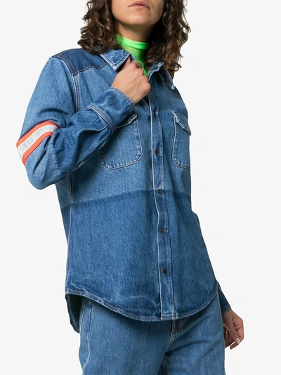 Shop Calvin Klein 205w39nyc Fireman Band Bleached Denim Shirt In 400 Blue