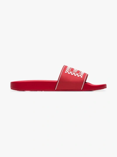 Shop Versace Red Logo Rubber Slides In Drw Red