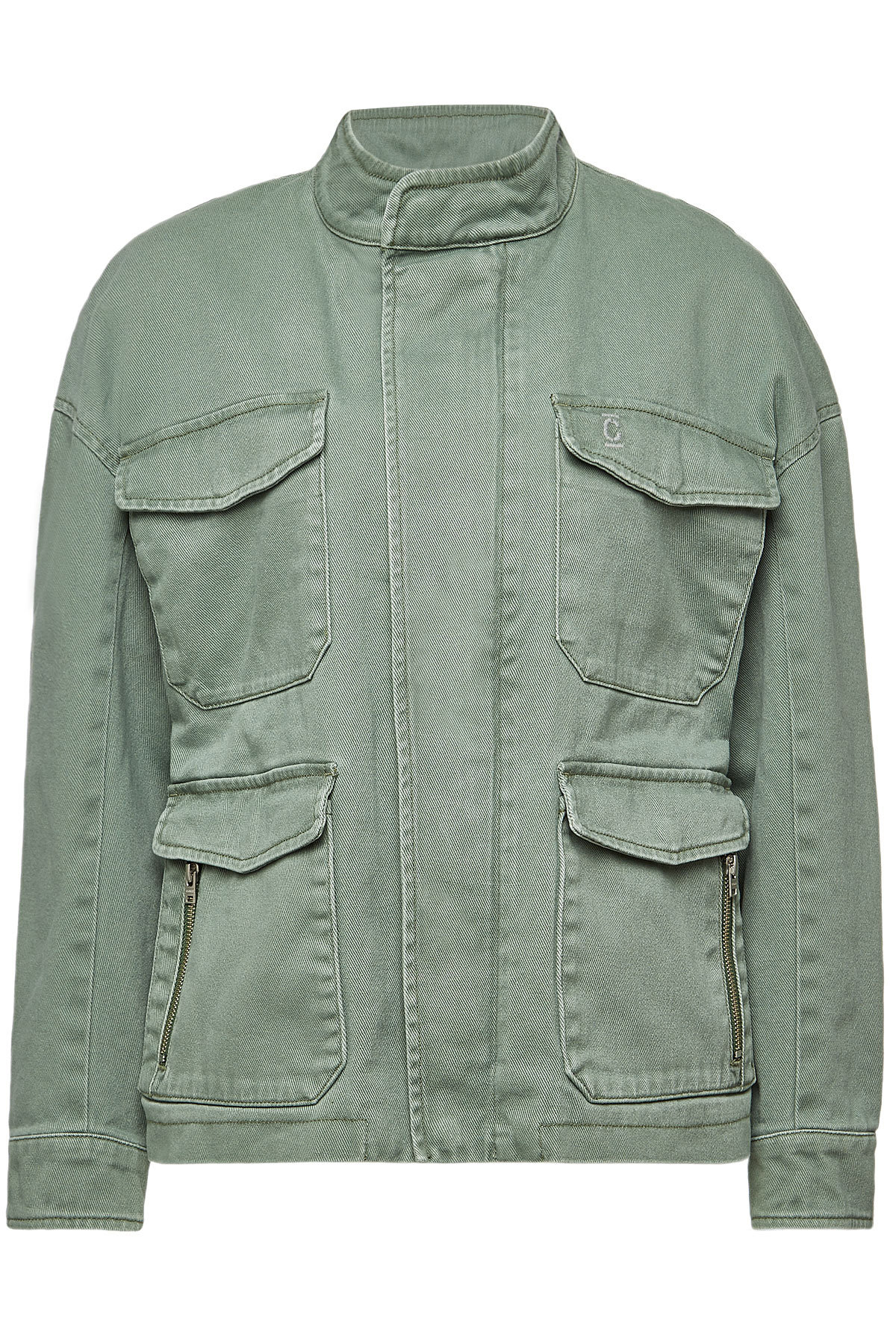 mint green denim jacket