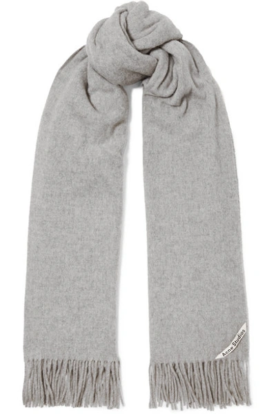 Shop Acne Studios Canada Fringed Wool Scarf In Gray