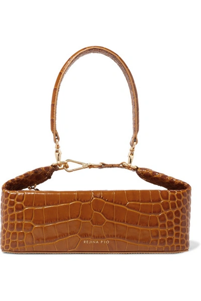 Shop Rejina Pyo Olivia Croc-effect Leather Tote In Tan