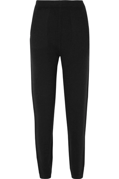 Shop Allude Wool And Cashmere-blend Track Pants In Black