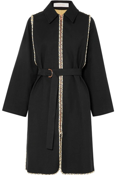 Shop See By Chloé Belted Cotton-twill Coat In Black