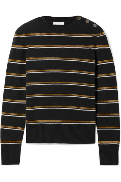 Shop Equipment Duru Striped Wool And Cashmere-blend Sweater In Midnight Blue