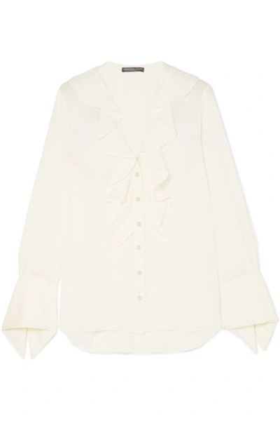 Shop Alexander Mcqueen Ruffled Silk-georgette Blouse In White