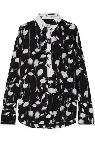 Shop Equipment Eleonore Floral-print Satin Shirt In Black