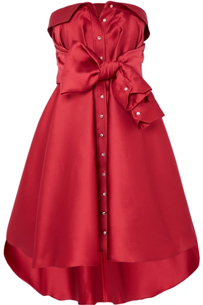 Shop Alexis Mabille Tie-detailed Faille Mini Dress In Red