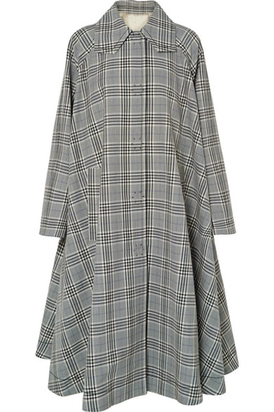 Shop Mm6 Maison Margiela Oversized Checked Wool-blend Coat In Gray