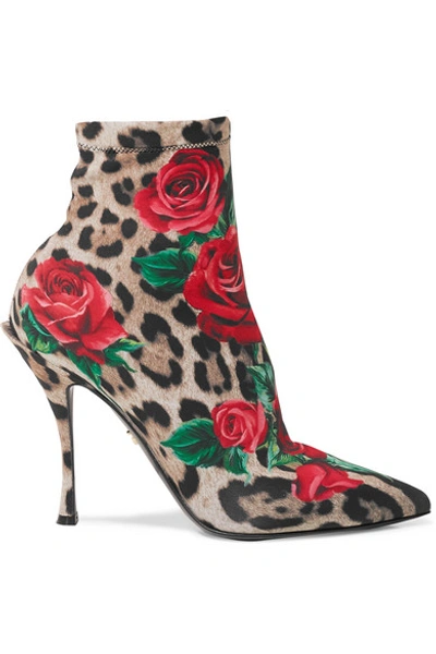 Shop Dolce & Gabbana Printed Stretch-jersey Sock Boots In Leopard Print