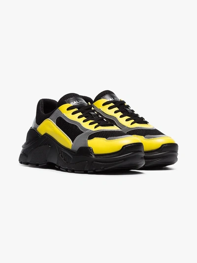 Balmain Black, Yellow And Grey Jace Technical Sneakers In Multicolor |  ModeSens