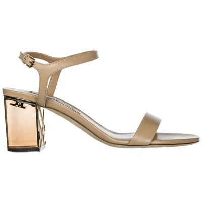 Shop Burberry Ankle Strap Sandals In Beige