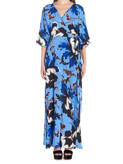 Shop Diane Von Furstenberg Wrap Maxi Dress In Blue