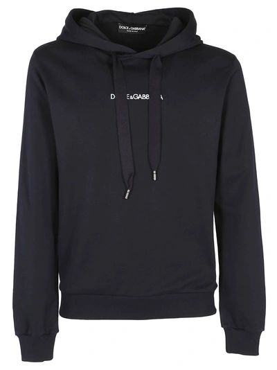 Shop Dolce & Gabbana Embroidered Logo Hoodie In Black