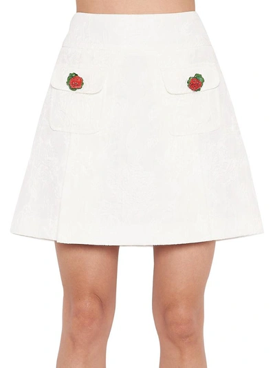 Shop Dolce & Gabbana Jaquard Strawberry Skirt In White