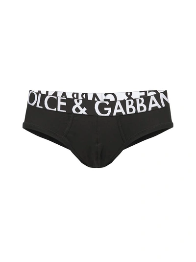 Shop Dolce & Gabbana Logo Banded Briefs In Black
