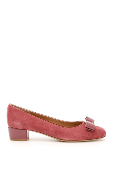 Shop Ferragamo Salvatore  Vara Suede Pumps In Red