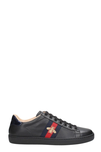 Shop Gucci Ace Embroidered Sneaker In Black