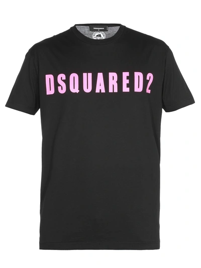 Shop Dsquared2 Cotton T-shirt In Black-pink Print