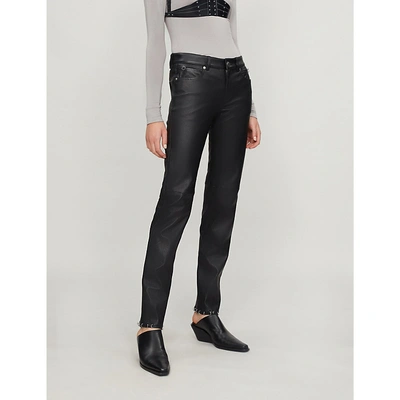 Shop Alyx Ring-embellished Skinny High-rise Leather Trousers In Black