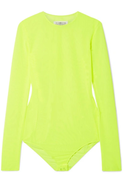 Shop Maison Margiela Neon Stretch-mesh Bodysuit In Chartreuse