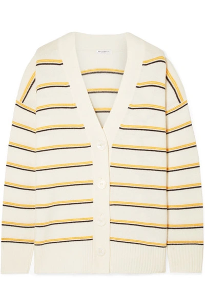 Shop Equipment Elder Striped Wool And Cashmere-blend Cardigan In Cream
