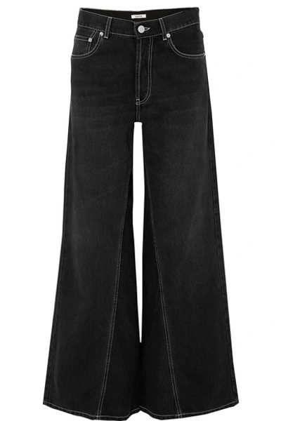 Shop Ganni High-rise Wide-leg Jeans In Black