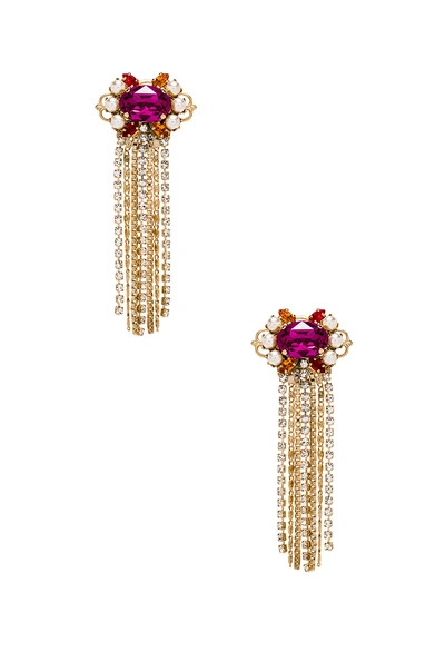 Shop Anton Heunis Cascade Cluster Earrings In Metallic Gold. In Fuchsia