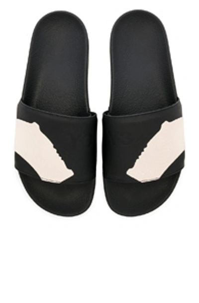 Shop Y-3 Adilette Sandals In Core Black & White