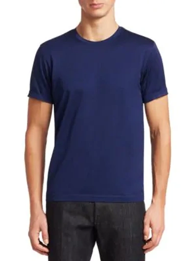 Shop Z Zegna Essential Solid Crew Tee In Blue