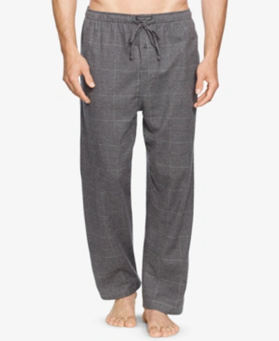 Shop Polo Ralph Lauren Men's Big & Tall Plaid Cotton Flannel Pajama Pants In Charcoal Windowpane