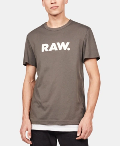 Shop G-star Raw Men's Holorn Raw Graphic Logo Crewneck T-shirt In Gs Grey