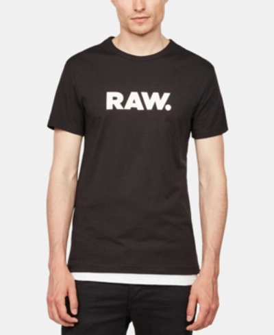 Shop G-star Raw Men's Holorn Raw Graphic Logo Crewneck T-shirt In Black