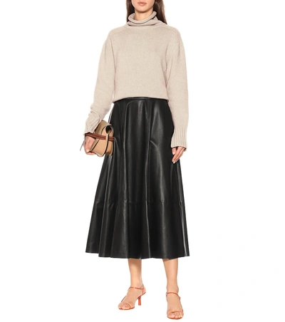 Shop Loewe Lamb Leather Skirt In Black