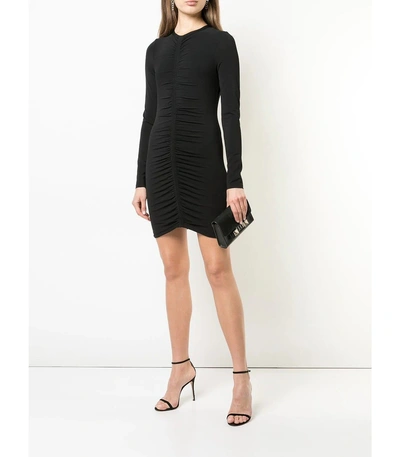 Shop Alexander Wang T Long-sleeved Ruched Dress In Black