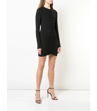 Shop Alexander Wang T Long-sleeved Ruched Dress In Black