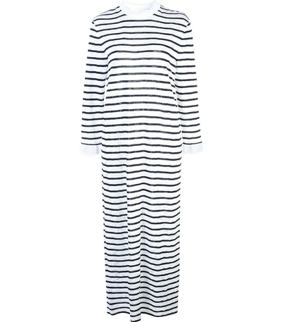 Shop Chloé Striped Jersey Midi Dress In Black/white