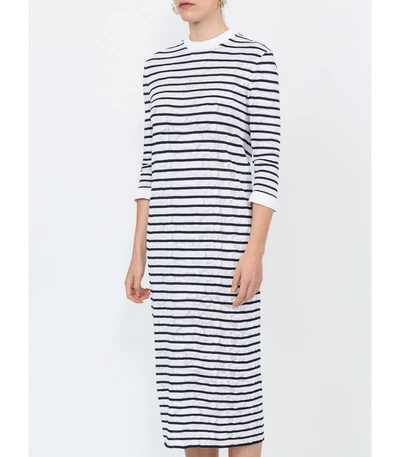 Shop Chloé Striped Jersey Midi Dress In Black/white